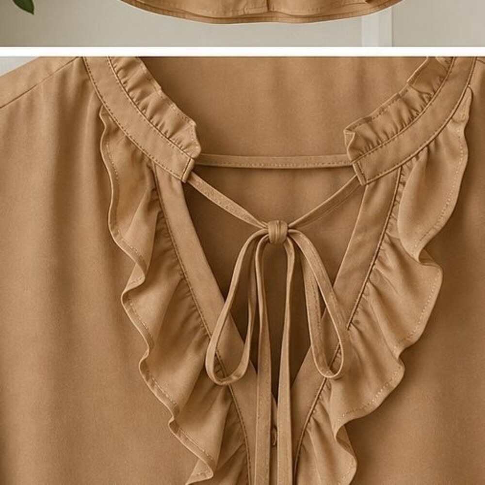 Camel Smocked Top - Picture 4 of 6